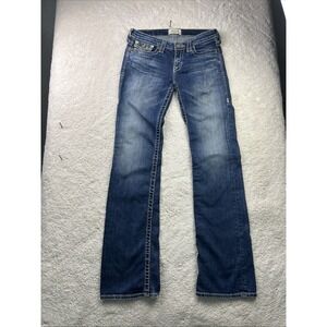 Big Star Womens 28L Jeans Remy Boot Hi Rise Blue Denim Thick Stitch Flap Pockets
